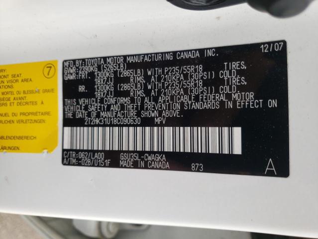 Photo 10 from auction – 2008 LEXUS RX 350 with VIN 2T2HK31U18C090630