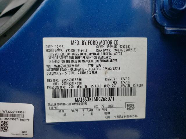 Photo 10 from auction – 2019 FORD ECOSPORT T with VIN MAJ6S3KL6KC268071