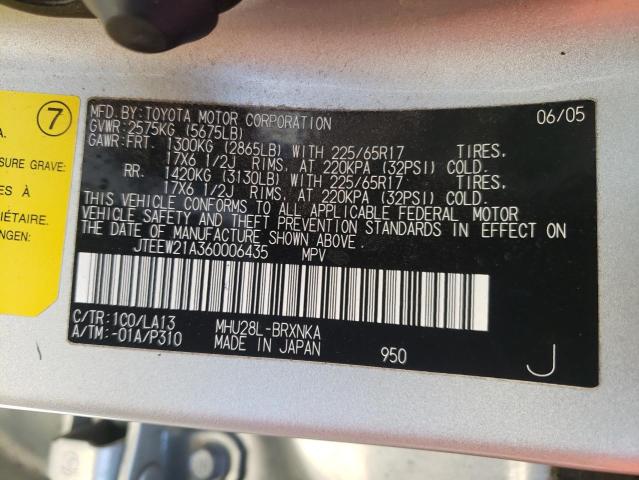 Photo 10 from auction – 2006 TOYOTA HIGHLANDER with VIN JTEEW21A360006435