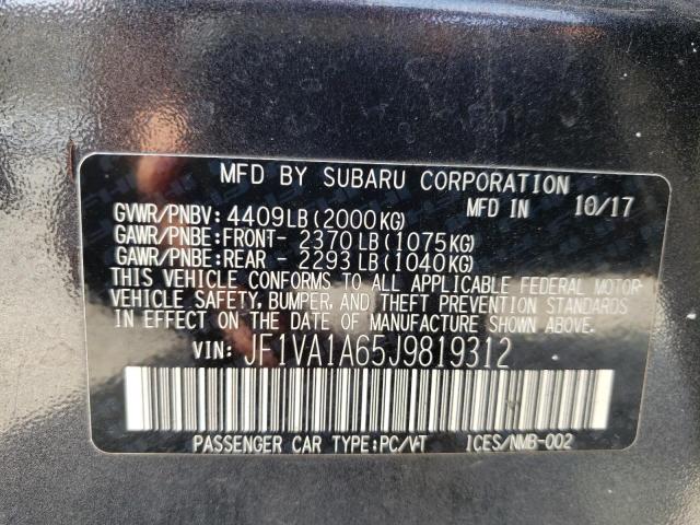 Photo 10 from auction – 2018 SUBARU WRX with VIN JF1VA1A65J9819312