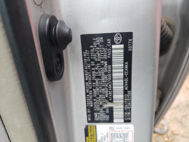 TOYOTA CAMRY CE 2007 with VIN 4T4BE46K27R001696 - Photo from auction
