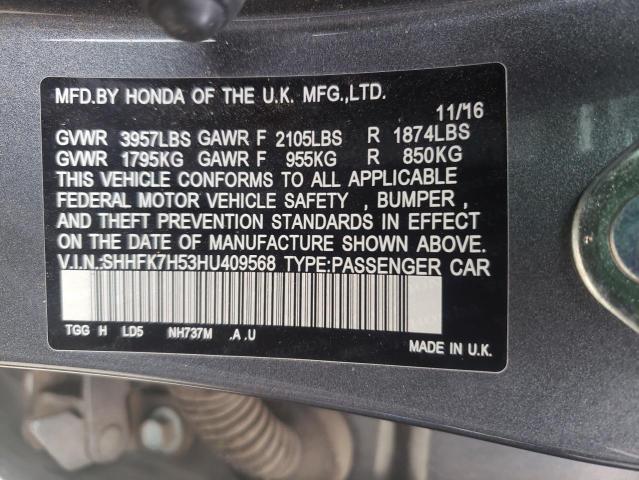 Photo 10 from auction – 2017 HONDA CIVIC with VIN SHHFK7H53HU409568