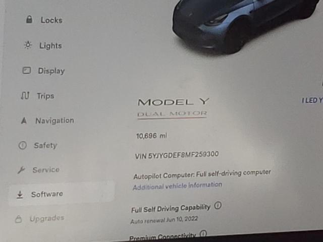 Photo 8 from auction – 2021 TESLA MODEL Y with VIN 5YJYGDEF8MF259300