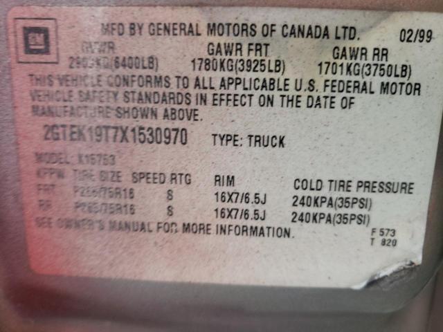 Photo 10 from auction – 1999 GMC NEW SIERRA with VIN 2GTEK19T7X1530970