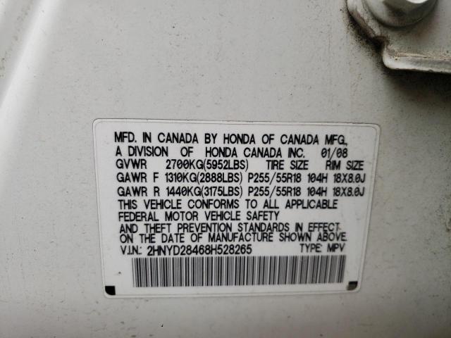 Photo 10 from auction – 2008 ACURA MDX TECHNO with VIN 2HNYD28468H528265