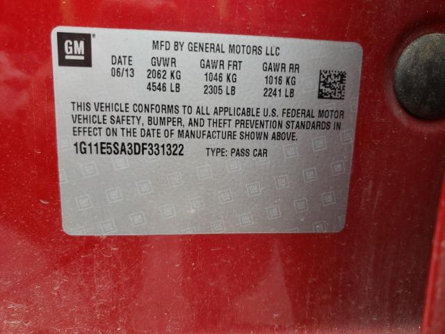 Photo 10 from auction – 2013 CHEVROLET MALIBU 2LT with VIN 1G11E5SA3DF331322