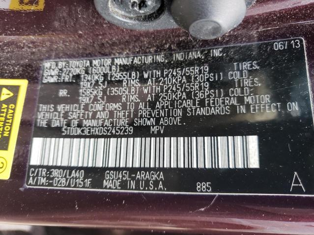 Фото 10 с аукциона – 2013 TOYOTA HIGHLANDER с VIN 5TDDK3EHXDS245239