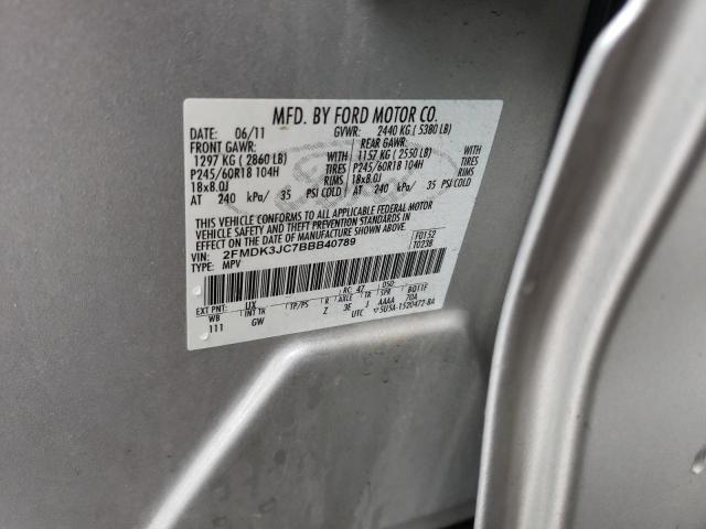 Photo 10 from auction – 2011 FORD EDGE SEL with VIN 2FMDK3JC7BBB40789