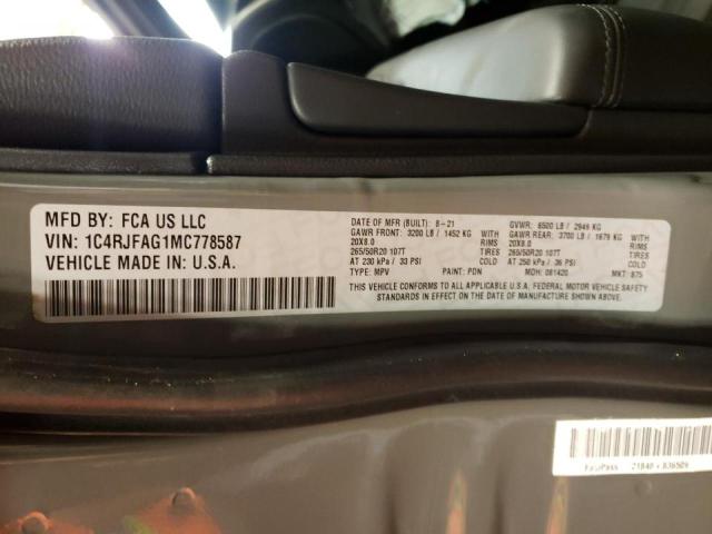 Photo 10 from auction – 2021 JEEP GRAND CHER with VIN 1C4RJFAG1MC778587