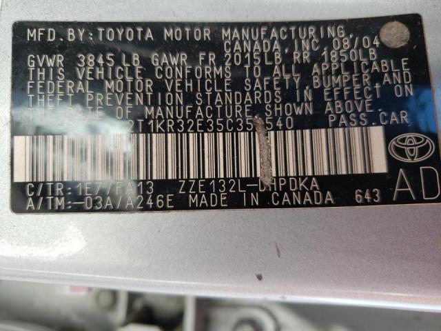 صورة رقم 10 من المزاد - 2005 TOYOTA COROLLA MA مع VIN 2T1KR32E35C358540