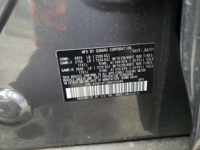 Photo 10 from auction – 2021 SUBARU OUTBACK PR with VIN 4S4BTAFCXM3208488