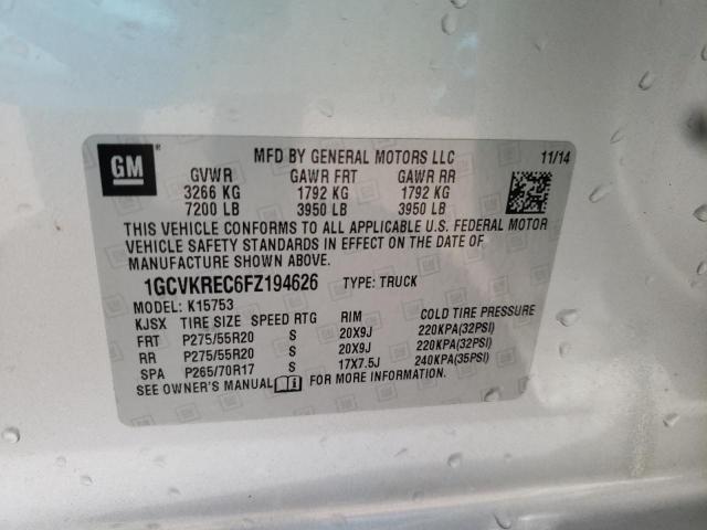 Photo 10 from auction – 2015 CHEVROLET SILVERADO with VIN 1GCVKREC6FZ194626