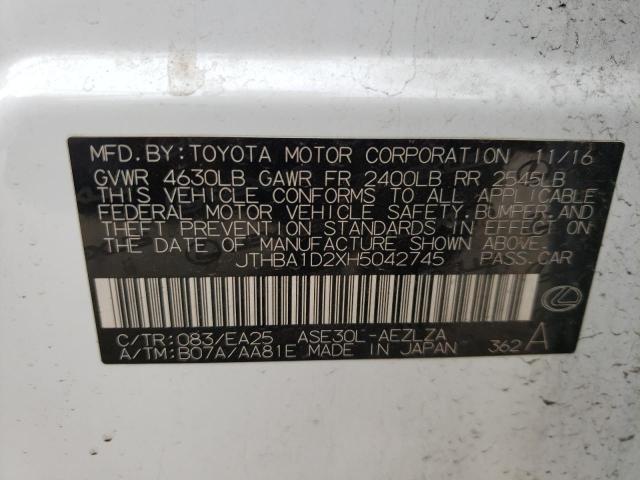 Photo 10 from auction – 2017 LEXUS IS 200T with VIN JTHBA1D2XH5042745