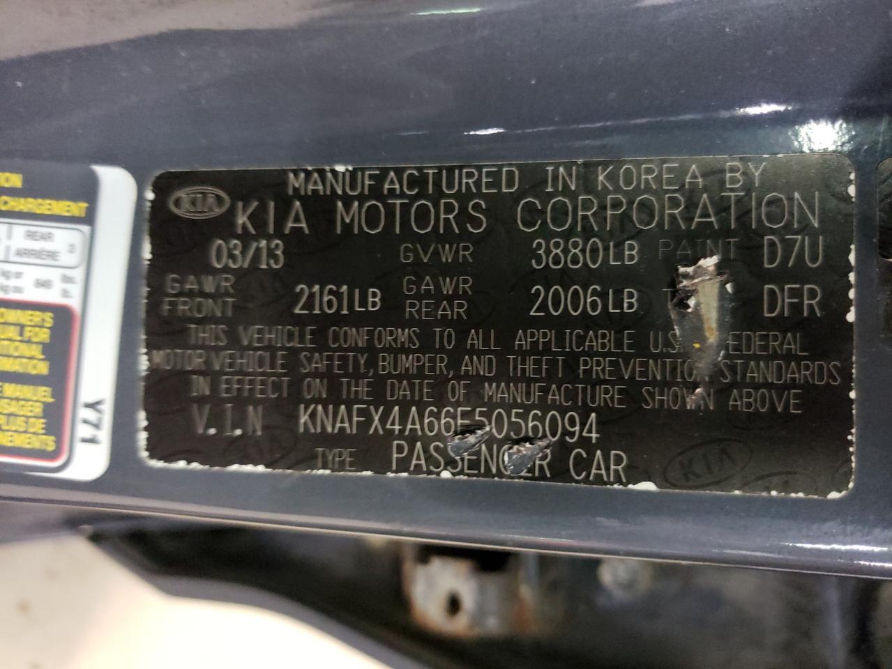 Photo 10 from auction – 2014 KIA FORTE LX with VIN KNAFX4A66E5056094