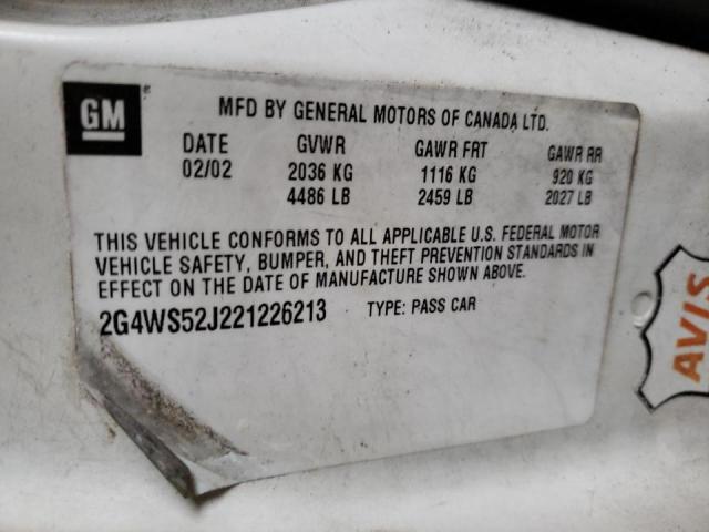 Photo 10 from auction – 2002 BUICK CENTURY CU with VIN 2G4WS52J221226213