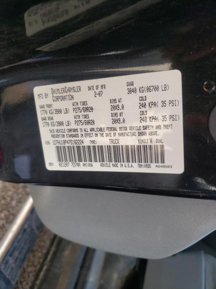 Photo 20 from auction – 2007 DODGE RAM 1500 S with VIN 1D7HU18P47S182224