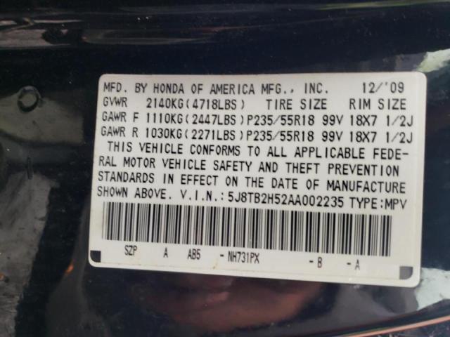 Photo 10 from auction – 2010 ACURA RDX TECHNO with VIN 5J8TB2H52AA002235