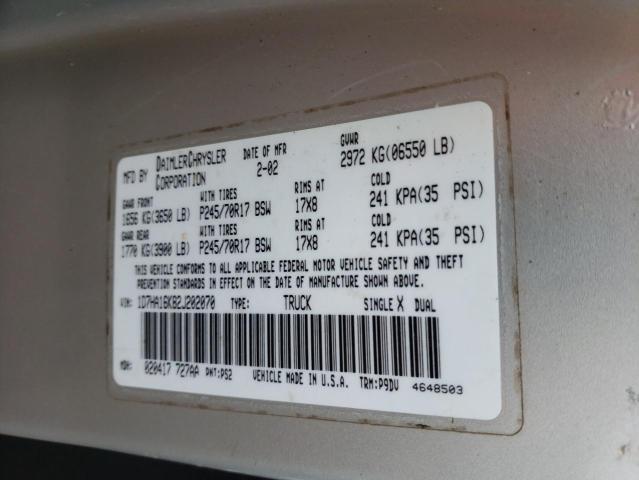 Photo 10 from auction – 2002 DODGE RAM 1500 with VIN 1D7HA16K82J202070