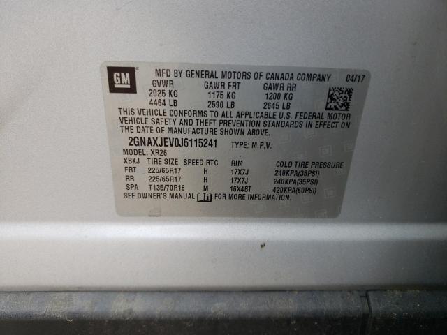 Photo 10 from auction – 2018 CHEVROLET EQUINOX LT with VIN 2GNAXJEV0J6115241