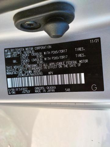 Photo 10 from auction – 2022 TOYOTA 4RUNNER SR with VIN JTEMU5JR7N6003090