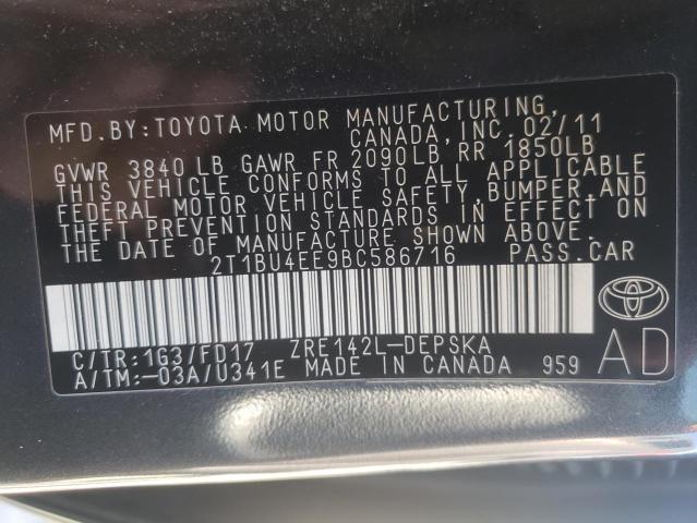 Photo 10 from auction – 2011 TOYOTA COROLLA S with VIN 2T1BU4EE9BC586716