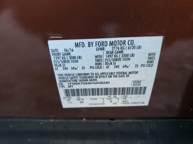 Photo 10 from auction – 2017 FORD EXPLORER X with VIN 1FM5K7D84HGA08240