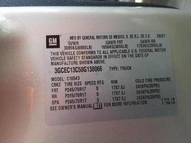 Photo 10 from auction – 2008 CHEVROLET SILVERADO with VIN 3GCEC13C58G138066