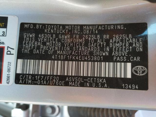 Photo 10 from auction – 2014 TOYOTA CAMRY L with VIN 4T1BF1FK4EU453801