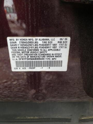 Photo 10 from auction – 2010 HONDA PILOT EXL with VIN 5FNYF3H58AB009440