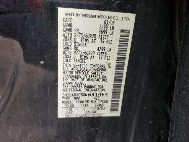 Photo 10 from auction – 2008 NISSAN ARMADA SE with VIN 5N1BA08C88N631965