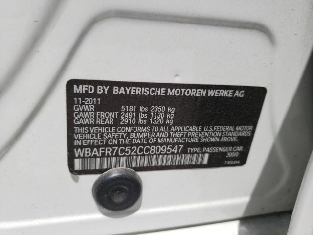 Photo 10 from auction – 2012 BMW 535 I with VIN WBAFR7C52CC809547