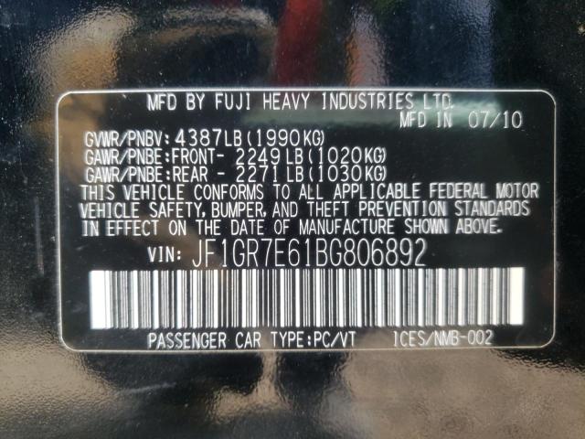 Photo 10 from auction – 2011 SUBARU IMPREZA WR with VIN JF1GR7E61BG806892