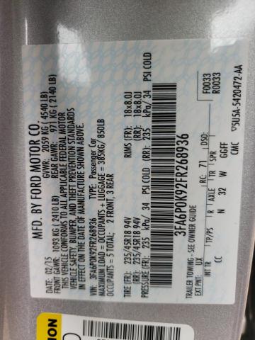 Photo 10 from auction – 2015 FORD FUSION TIT with VIN 3FA6P0K92FR268936