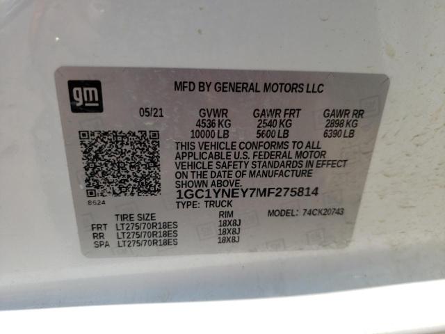 Photo 10 from auction – 2021 CHEVROLET SILVERADO with VIN 1GC1YNEY7MF275814