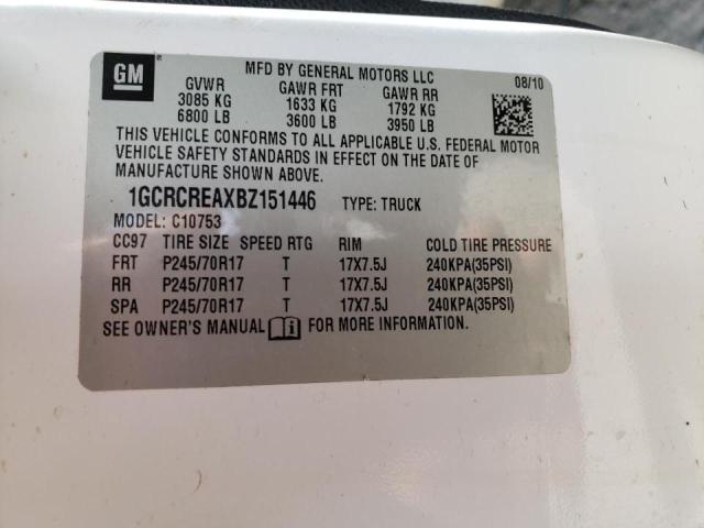 Photo 10 from auction – 2011 CHEVROLET SILVERADO with VIN 1GCRCREAXBZ151446