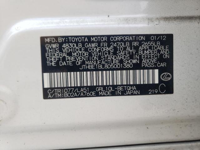 Photo 10 from auction – 2013 LEXUS GS 350 with VIN JTHBE1BL8D5001380