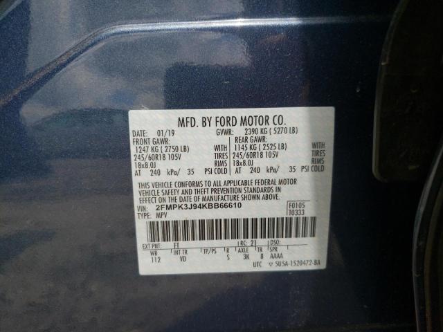 Photo 10 from auction – 2019 FORD EDGE SEL with VIN 2FMPK3J94KBB66610