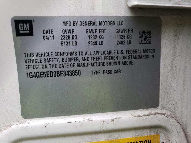 Photo 10 from auction – 2011 BUICK LACROSSE C with VIN 1G4GE5ED0BF343850
