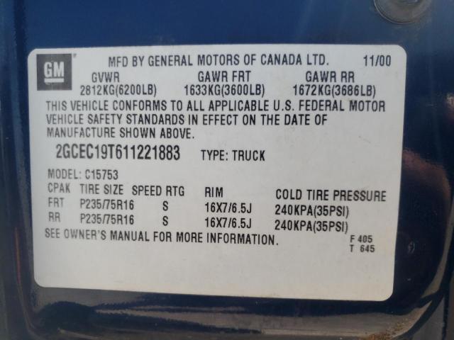 Photo 10 from auction – 2001 CHEVROLET SILVERADO with VIN 2GCEC19T611221883