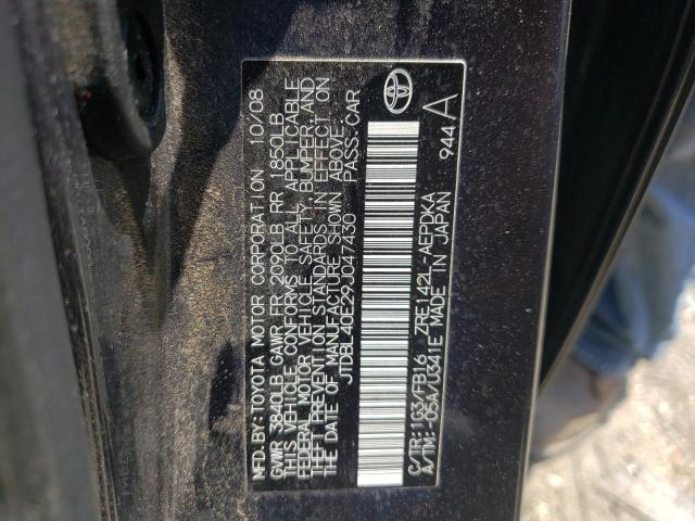 Photo 10 from auction – 2009 TOYOTA COROLLA BA with VIN JTDBL40E29J047430