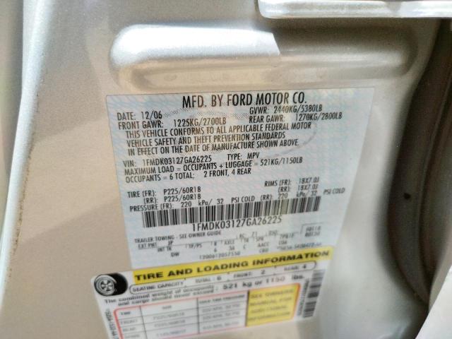 Photo 10 from auction – 2007 FORD FREESTYLE with VIN 1FMDK03127GA26225