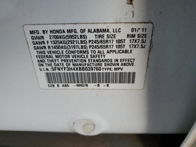 Photo 10 from auction – 2011 HONDA PILOT EX with VIN 5FNYF3H4XBB039760