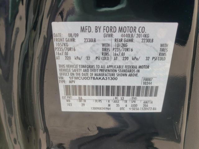 Photo 10 from auction – 2010 FORD ESCAPE XLT with VIN 1FMCU0D78AKA31300