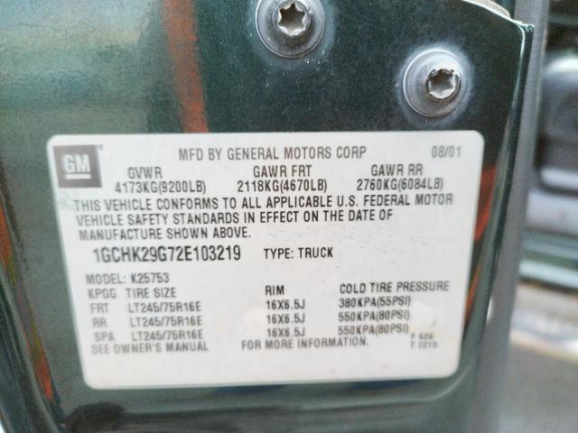 Foto 10 de la subasta – 2002 CHEVROLET SILVERADO con VIN 1GCHK29G72E103219