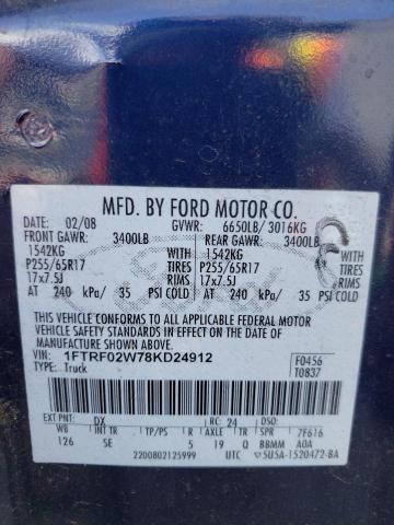 Photo 10 from auction – 2008 FORD F150 with VIN 1FTRF02W78KD24912