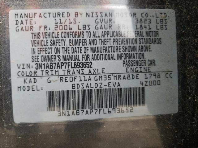 Photo 10 from auction – 2015 NISSAN SENTRA S with VIN 3N1AB7AP7FL693652