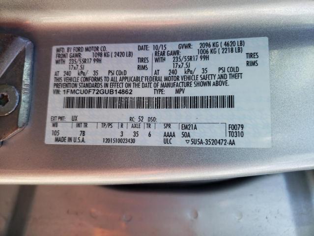 Foto 10 de la subasta – 2016 FORD ESCAPE S con VIN 1FMCU0F72GUB14862
