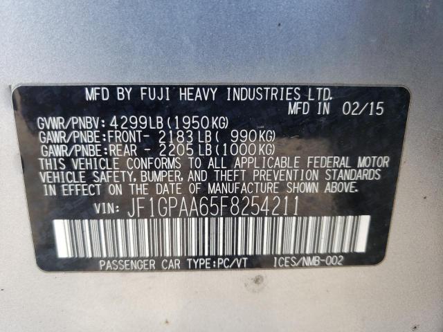 Photo 10 from auction – 2015 SUBARU IMPREZA with VIN JF1GPAA65F8254211