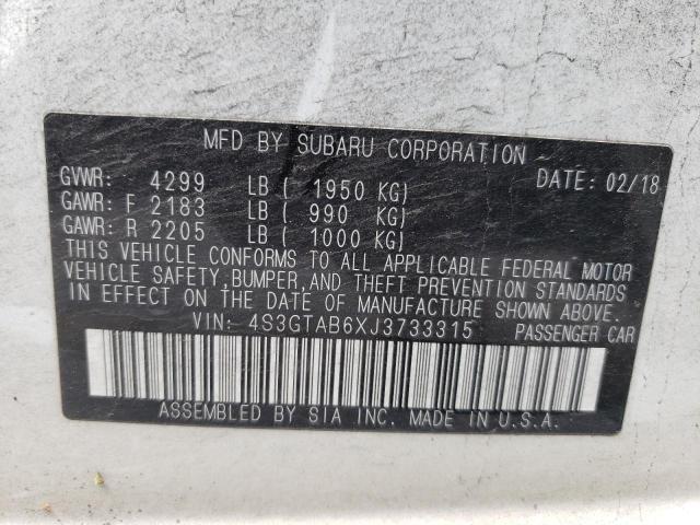 Photo 10 from auction – 2018 SUBARU IMPREZA PR with VIN 4S3GTAB6XJ3733315