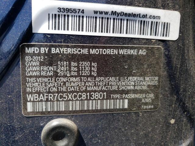 Photo 10 from auction – 2012 BMW 535 I with VIN WBAFR7C5XCC813801